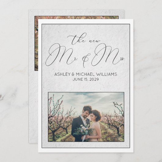 LUXE CALLIGRAFIE | Nieuwe Mr. & Mrs. Ontvangst Kaart (Voorkant / Achterkant)