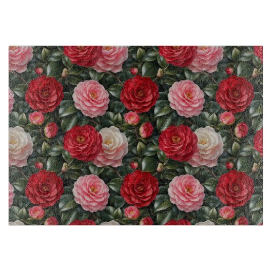 Luxe Camellia Bloesem Loof Snijplank (Voorkant)