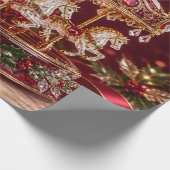 Luxe Carrousel Rood Kerst Inpakpapier (Hoek)