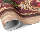 Luxe Carrousel Rood Kerst Inpakpapier (Rol Hoek)