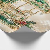 Luxe Carrousel Smaragd Kerst Inpakpapier (Hoek)
