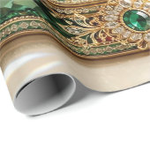 Luxe Carrousel Smaragd Kerst Inpakpapier (Rol Hoek)