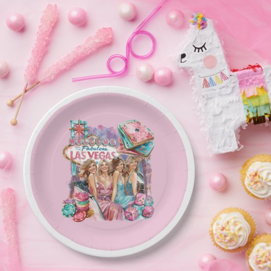 Luxe Casino Bachelorette meisjes Illustratie Papieren Bordje (Feest)