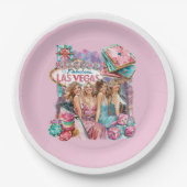 Luxe Casino Bachelorette meisjes Illustratie Papieren Bordje (Voorkant)