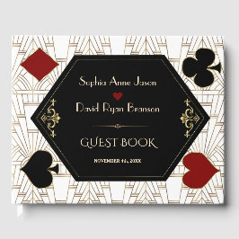 Luxe Casino Goud Wit Art Deco 20s Bruiloft  Gastenboek