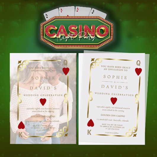 Luxe Casino Las Vegas Poker Wedding Vellum Uitnodigingen