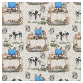 Luxe Cat & Dog herhaalde ontwerpstructuur Stof
