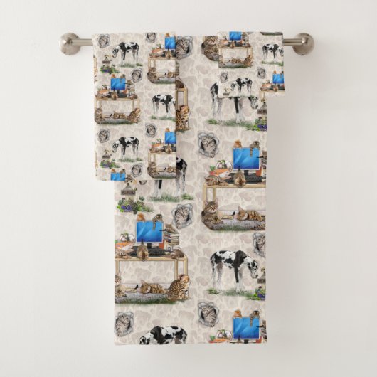 Luxe Cat & Dog-herontwerp Bad Handdoek (Insitu)