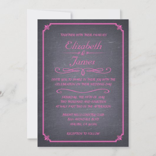 Luxe Chalkboard Wedding Invitations Kaart (Voorkant)