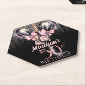 Luxe Champagne 50e verjaardag gepersonaliseerd Kartonnen Onderzetters (Schuin)