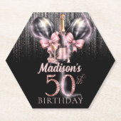 Luxe Champagne 50e verjaardag gepersonaliseerd Kartonnen Onderzetters (Voorkant)