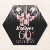 Luxe Champagne 60e verjaardag gepersonaliseerd Kartonnen Onderzetters (Voorkant)