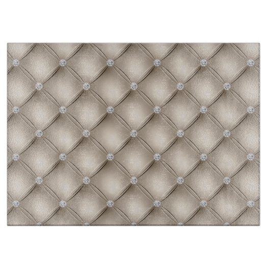 Luxe Champagne Diamant Gestikt Patroon Snijplank (Voorkant)