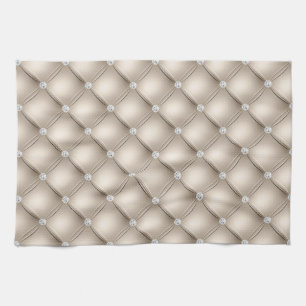 Luxe Champagne Diamant Gestikt Patroon Theedoek