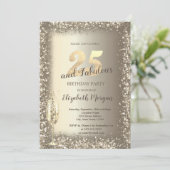 Luxe Champagne Glas Goud Confetti Lijst 25e Kaart (Staand voorkant)