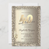 Luxe Champagne Glas Goud Confetti Lijst 40e Kaart (Voorkant)