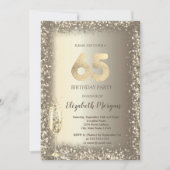 Luxe Champagne Glas Goud Confetti Lijst 65e Kaart (Voorkant)