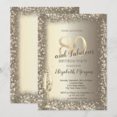 Luxe Champagne Glas Goud Confetti Lijst 80e Kaart (Voorkant / Achterkant)