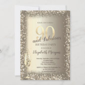 Luxe Champagne Glas Goud Confetti Lijst 90e Kaart (Voorkant)