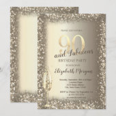 Luxe Champagne Glas Goud Confetti Lijst 90e Kaart (Voorkant / Achterkant)