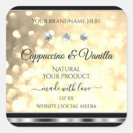 Luxe Champagne Glitter Product Labels Diamanten