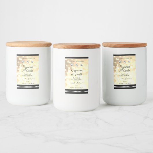 Luxe Champagne Glitter Product Labels Diamanten Voedselcontainer Etiket (Flessen)