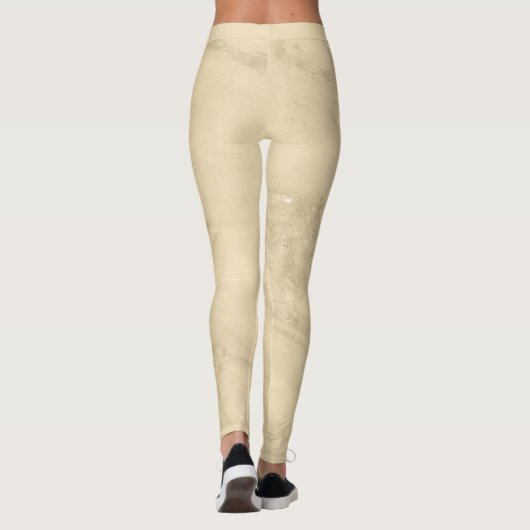 Luxe Champagne Gold Glitter Marble Add Text Leggings (Achterkant)