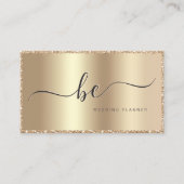 Luxe Champagne Gold Script Monogram Modern Visitekaartje (Voorkant)