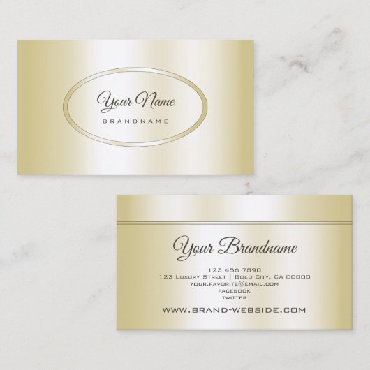 Luxe Champagne Golden Professional en Modern Visitekaartje (Voorkant / Achterkant)