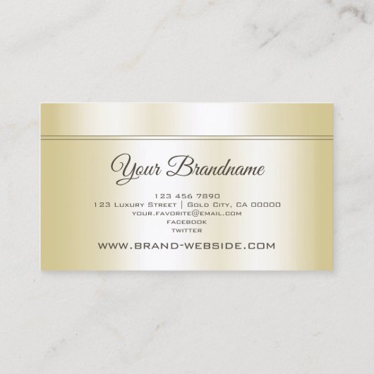 Luxe Champagne Golden Professional en Modern Visitekaartje (Achterkant)