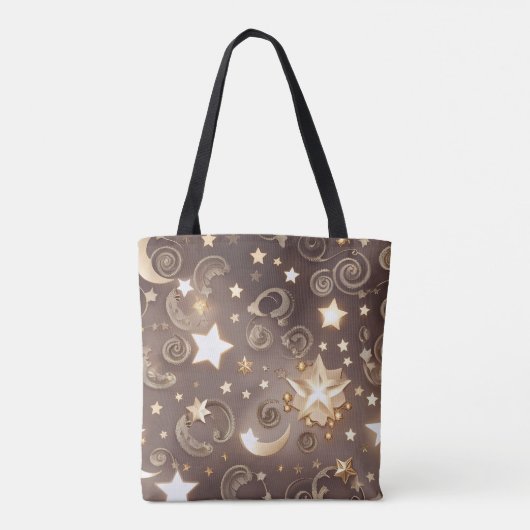 Luxe Champagne Goud Celestial Maan Tote Bag (Achterkant)