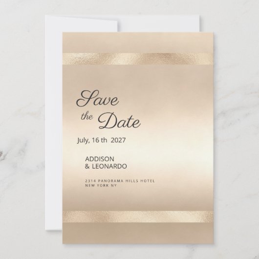 Luxe champagne goud minimalist Save the Date Kaart (Voorkant)