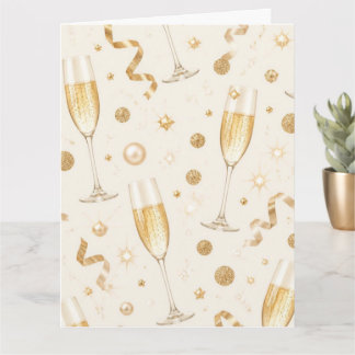 Luxe Champagne Gouden Confetti Patroon | Elegant C Kaart