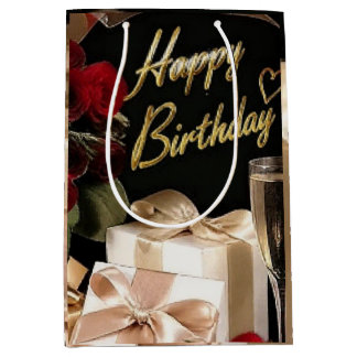 Luxe Champagne Gouden Confetti Patroon | Elegant C Medium Cadeauzakje