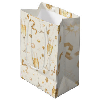Luxe Champagne Gouden Confetti Patroon | Elegant C Medium Cadeauzakje