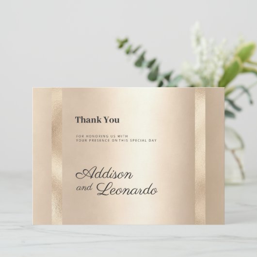 Luxe champagne gouden glam minimalist Dank U Kaart (Staand voorkant)