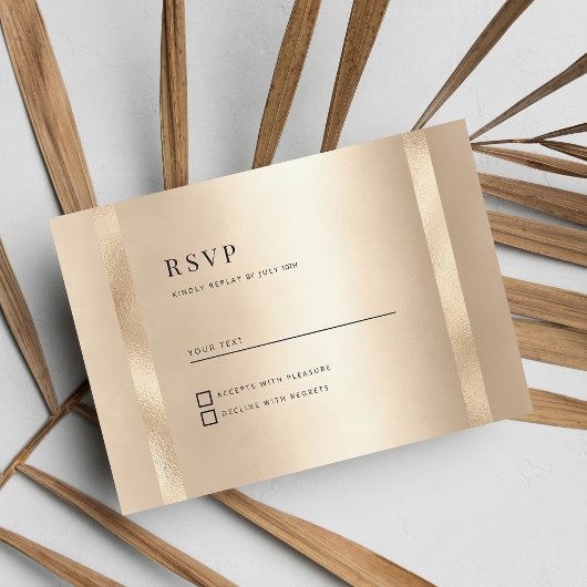 Luxe champagne gouden glam minimalistische RSVP Kaart