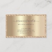 Luxe Champagne Gouden Glitter Script Monogram Chic Visitekaartje (Achterkant)