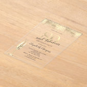 Luxe Champagneglas Goud Confetti 80e Verjaardag Acryl Uitnodigingen (Laagn)