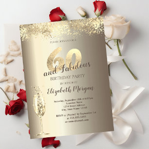 Luxe Champagneglas Gouden Confetti 60e Verjaardag Kaart