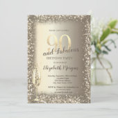 Luxe Champagneglas Gouden Confetti Frame 90ste Kaart (Staand voorkant)