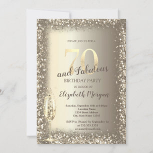 Luxe Champagneglas Gouden Confetti Kader 70ste ver Kaart