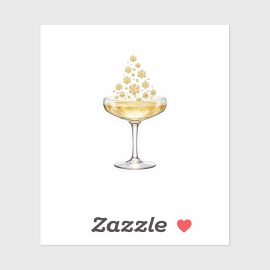 Luxe Champagneglas Gouden Glitter Sticker Kerst (Vel)