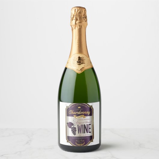 Luxe Chardonnay Wijnlabel Sparkling Wijnetiket (Voorkant)