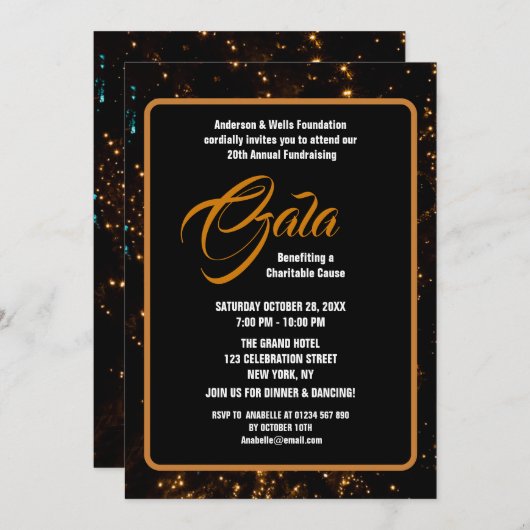 Luxe Charity Ball Gala Formele inzamelingsactie Kaart (Voorkant / Achterkant)