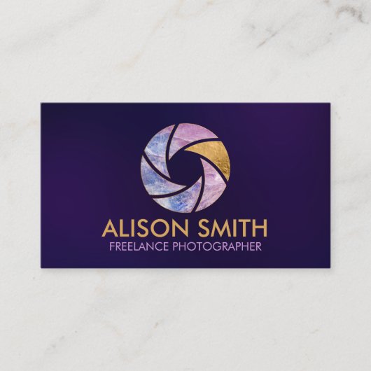Luxe charoite camera Shutter fotograaf Busine Visitekaartje (Voorkant)