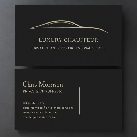 Luxe Chauffeur Zwart & Goud Visitekaartje