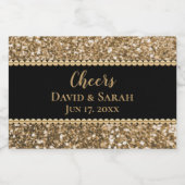 Luxe Cheers Mini Mousserende Wijn Goud Glitter Pea Sparkling Wijnetiket (Enkel label)