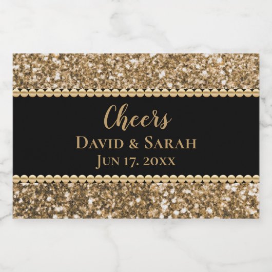 Luxe Cheers Mini Mousserende Wijn Goud Glitter Pea Sparkling Wijnetiket (Enkel label)