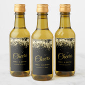 Luxe Cheers Mini Mousserende Wijn Label Goud Zwart Etiket (Flessen)